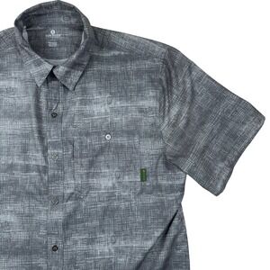 Fishing Performance Hiking Button Down Shirt Large Gray Stone River Stretch